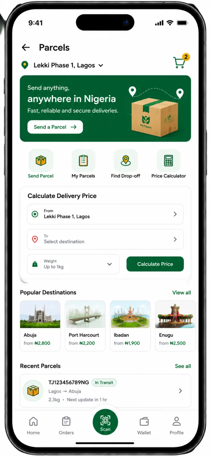 Send parcels across Nigeria
